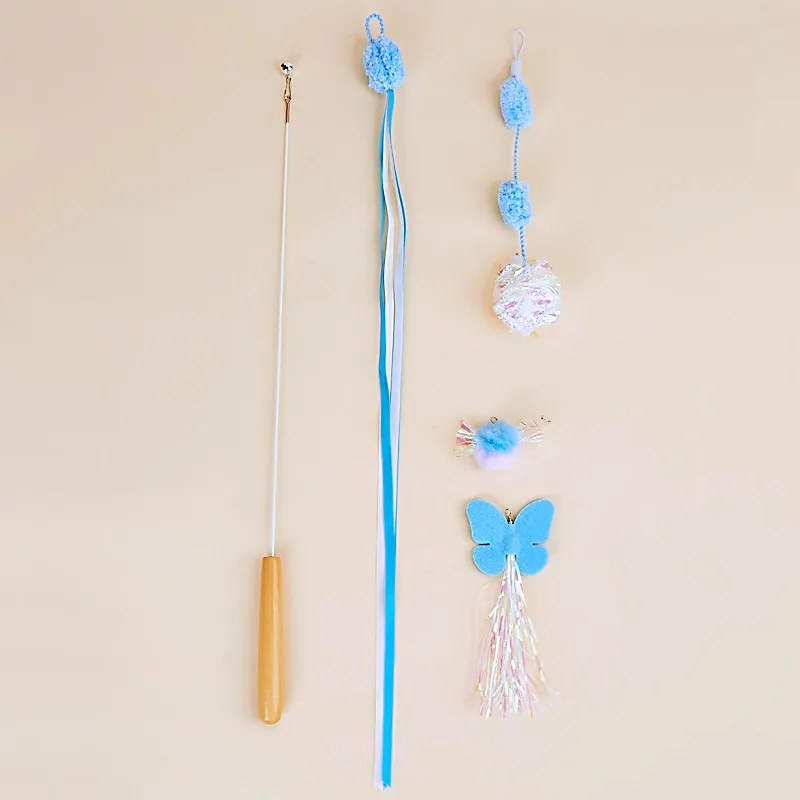 Juego de juguetes para gatos, palo de plumas para gatos, juego de 4 Uds., bola desmontable, borla, juguete para gatos, repuesto de mariposa, juguetes para gatos, traje, suministros para mascotas - imagen 3