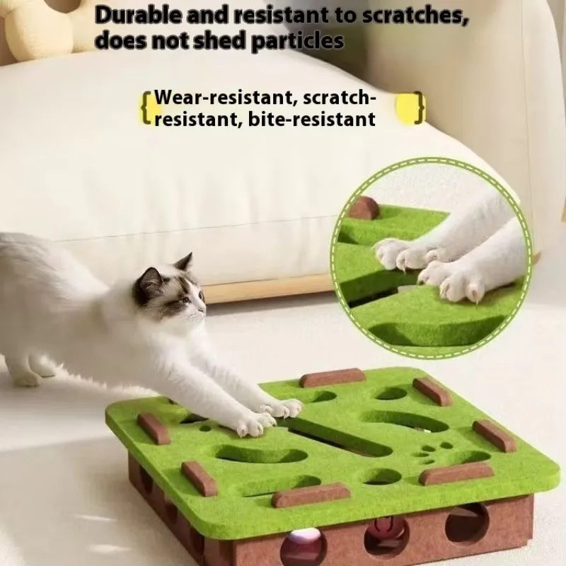 Juguete laberinto de fieltro para gatos – caja con bola y campana - imagen 3