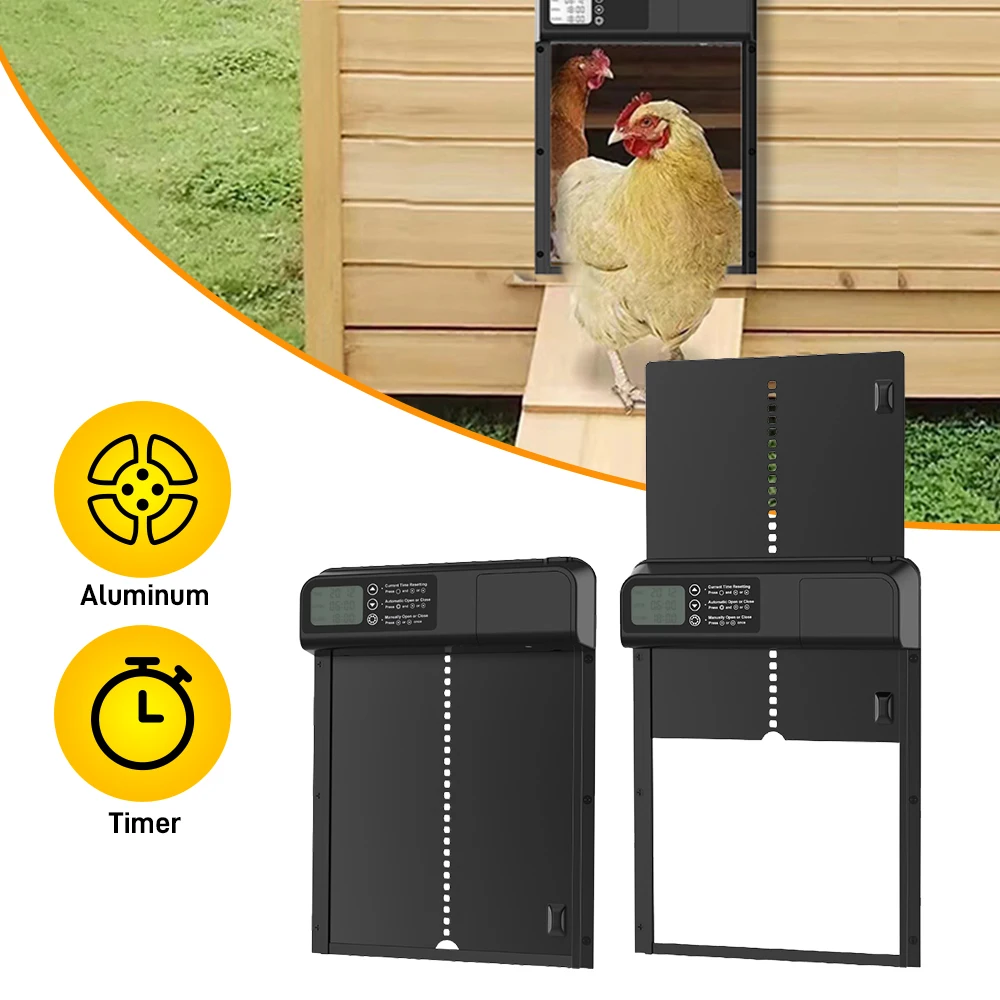 Puerta automática para gallinero con temporizador y batería