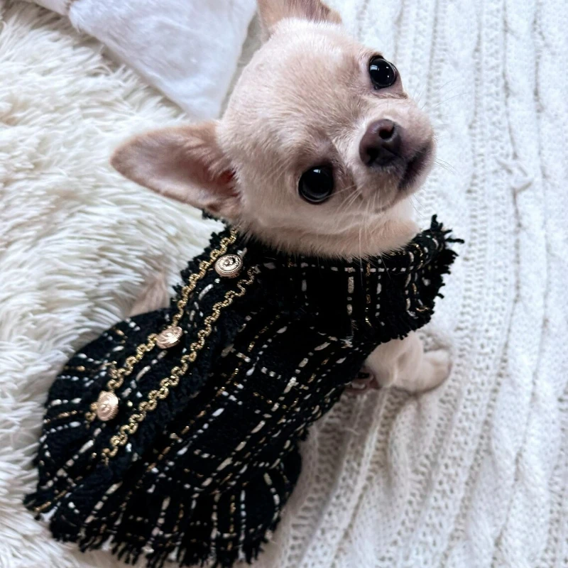 Vestido de Tweed para perro, vestido de princesa de estilo clásico para mascotas, Bichon, Chihuahua, perros pequeños, ropa bonita para cachorros para exteriores, primavera 2024