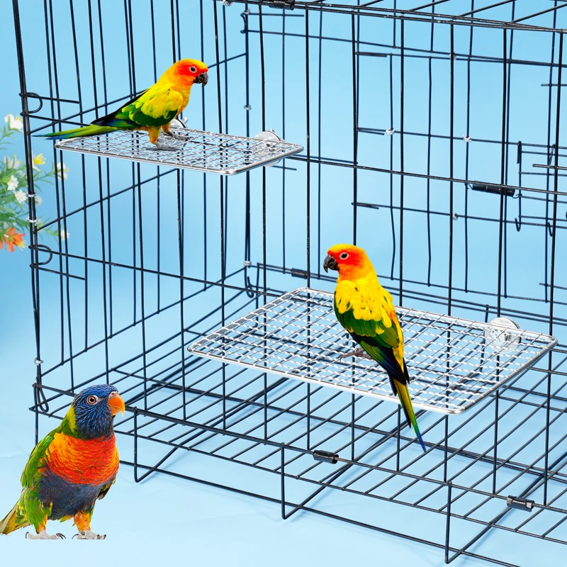 Juguete de acero inoxidable para pájaros, plataforma de estación de malla, jaula para loros y hámster, área de descanso decorativa, juguete para pájaros pequeños, 1 ud. - imagen 3