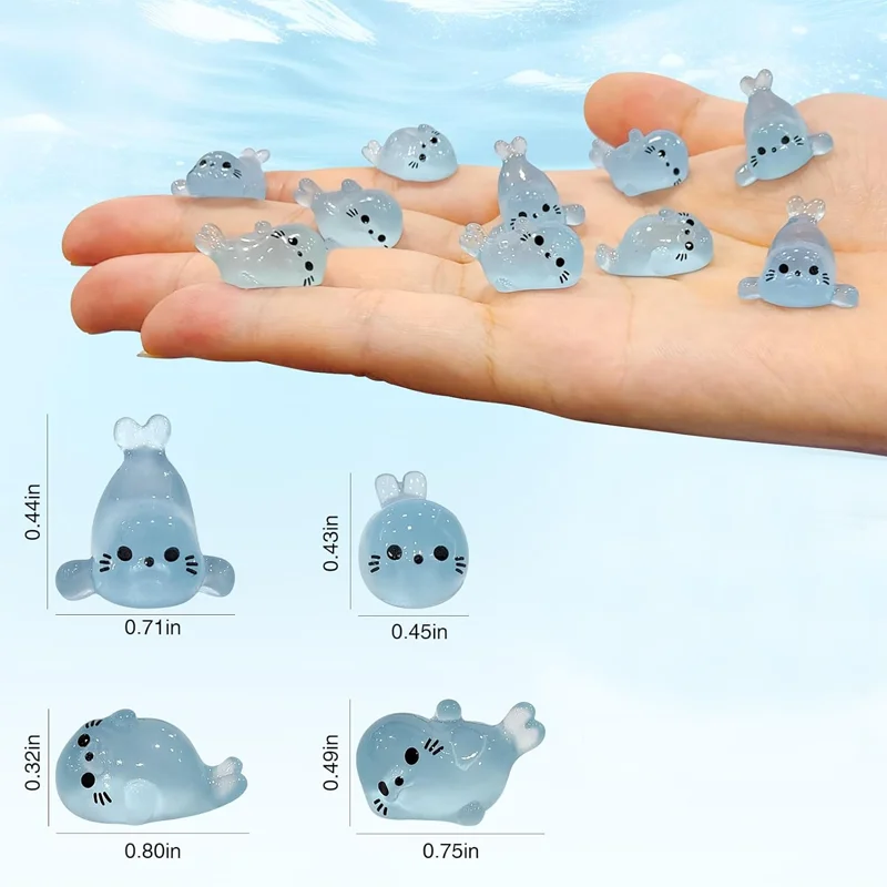Figuras de focas que brillan en la oscuridad – Miniaturas decorativas de resina - imagen 3