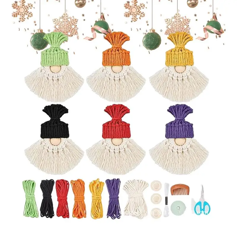 Kit de gnomos de macramé de Navidad, manualidades artísticas para árbol de Navidad, espejos de coche, puertas, ambiente navideño