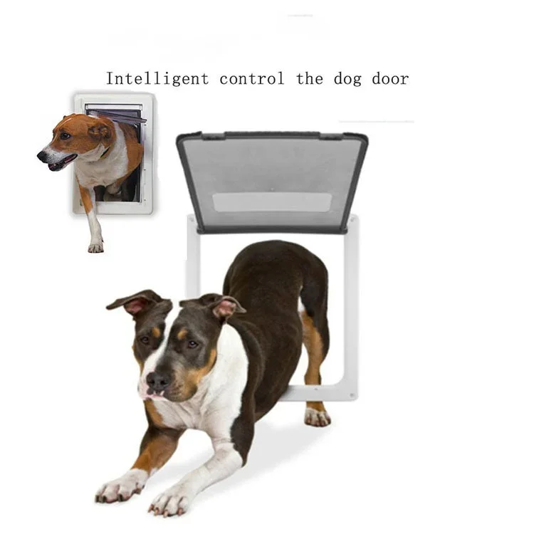 Puerta de plástico bidireccional para mascotas, puerta de entrada libre con orificio para perro y gato, cerrojo de seguridad, accesorios para mascotas - imagen 4