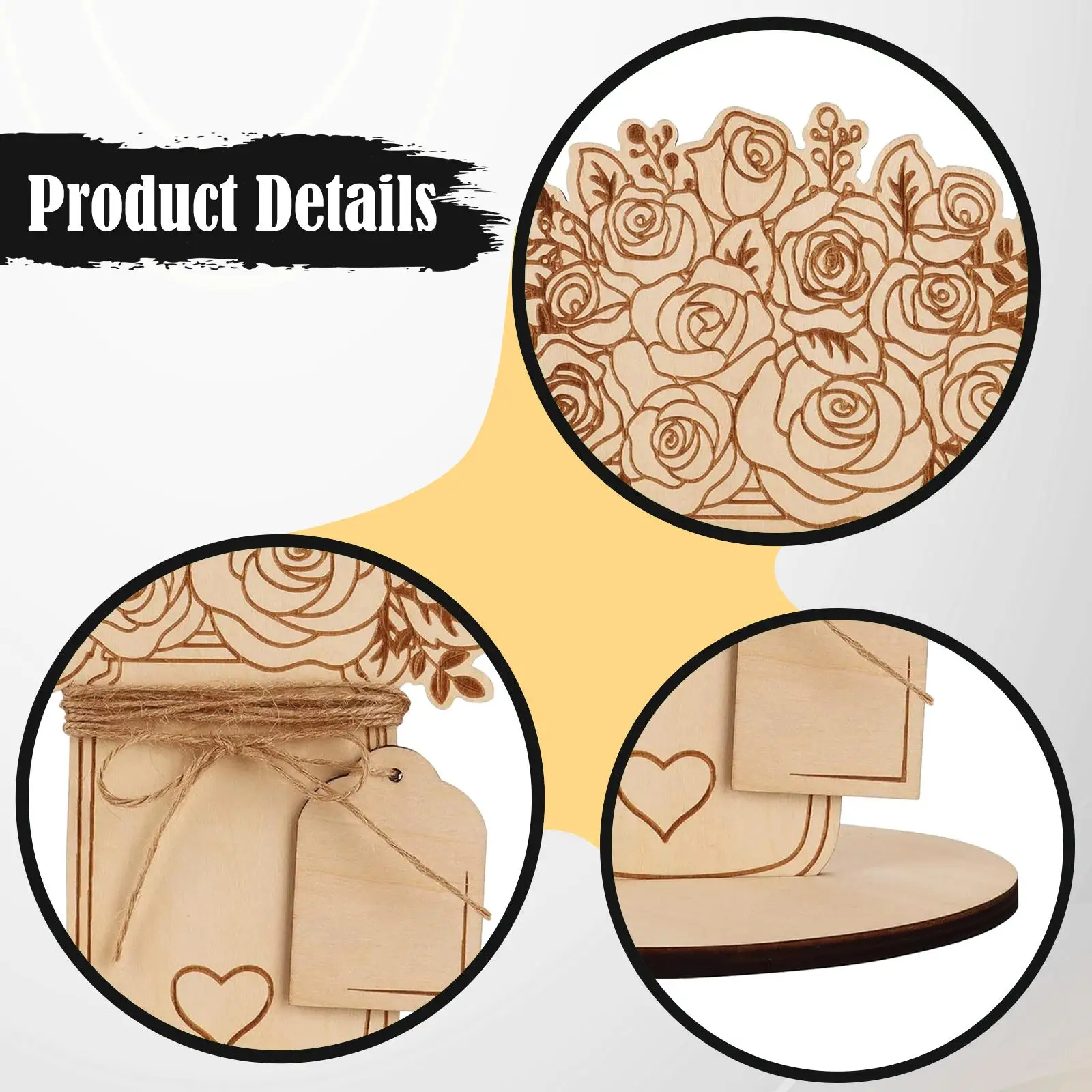 Artesanía floral decorativa para casa – Soporte de madera artesanal
