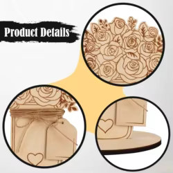 Artesanía floral decorativa para casa – Soporte de madera artesanal