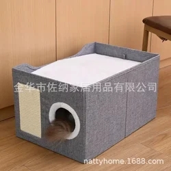 Nido plegable 4 estaciones para gatos con sisal – Cueva cómoda