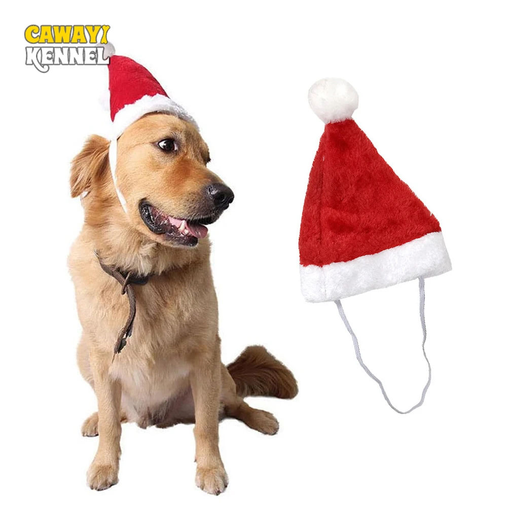 Gorro navideño rojo para perros pequeños y medianos, gorro de Navidad para gatos, gorro de Papá Noel de felpa, adornos navideños, suministros para mascotas, 1 ud. - imagen 2