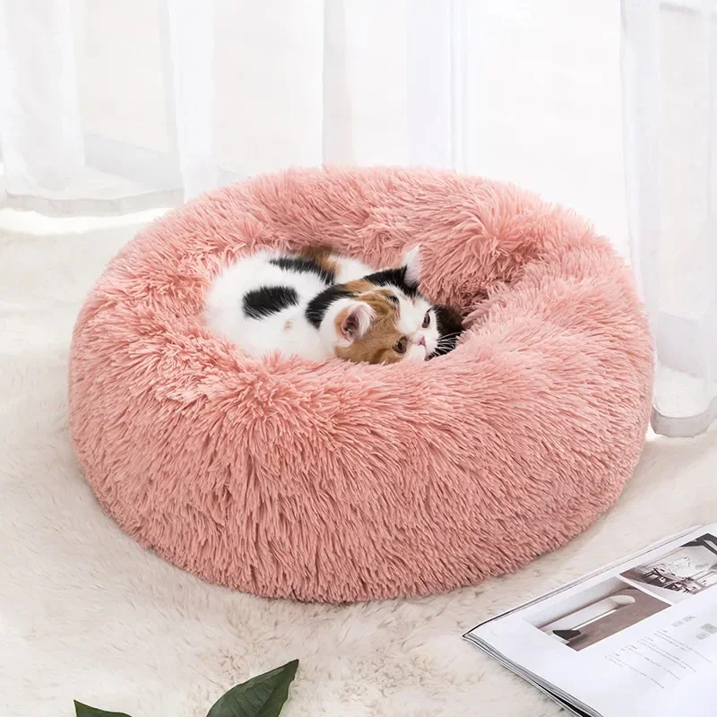 Nido para gatos, estera redonda de piel suave para gatos, Chihuahua, cama interior para perros y gatos, suministros para mascotas, funda de almohada desmontable lavable a máquina - imagen 5