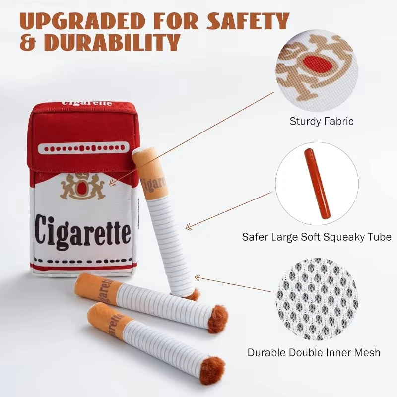 Divertidos juguetes interactivos de peluche para perros, cigarrillos creativos, juguetes interactivos para perros, divertido juguete de peluche para masticar, caja de cigarrillos, regalos para mascotas - imagen 3