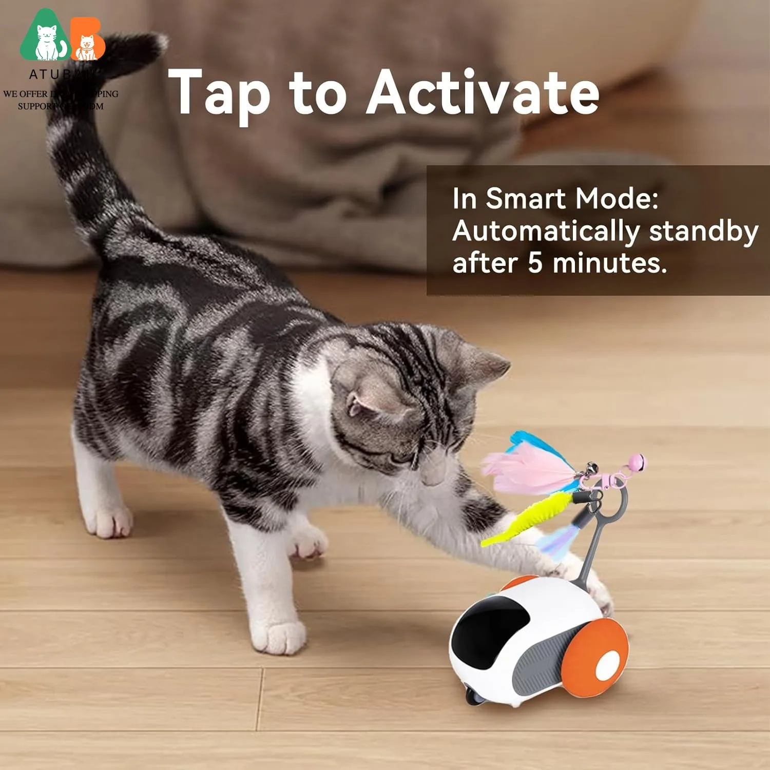 Juguete automático tipo cola para gatos – se activa al tocarlo - imagen 3