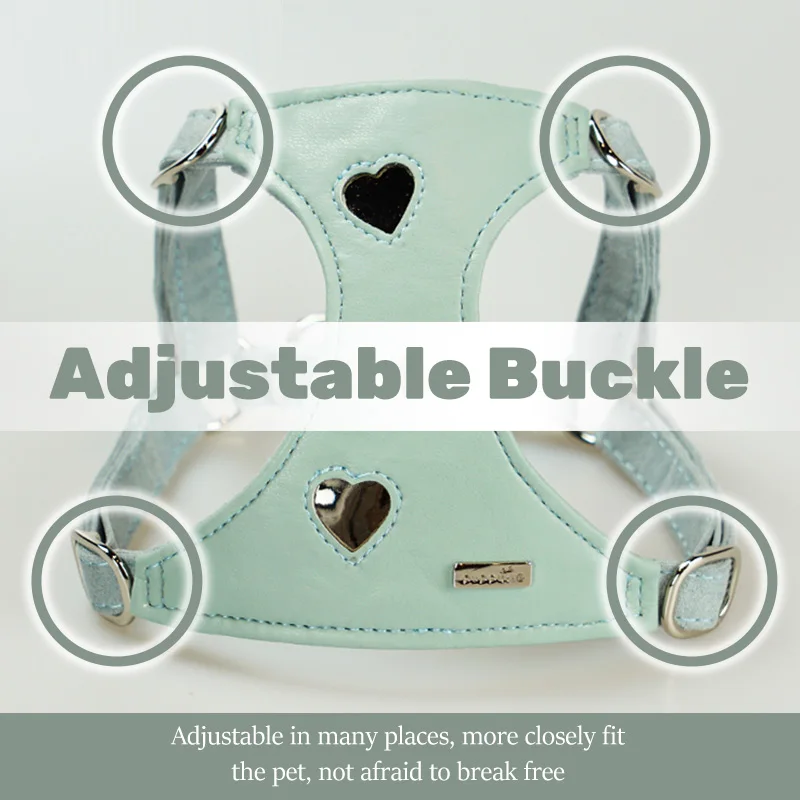 Juego de arnés y correa de cuero suave para perro, cuerda de tracción duradera, doble gancho para viajar, diseño de lujo - imagen 3