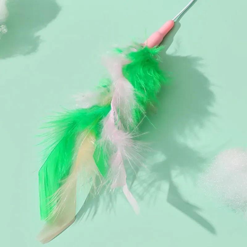 Juguete para gatos, juguetes de plumas para gatos, palo resistente a mordeduras, juguete para gatos con campana, divertidos juguetes interactivos para gatos, suministros para mascotas - imagen 5