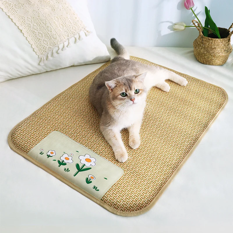 HOOPET-cama tejida de ratán para gatos, sofá cama para mascotas, esterilla de refrigeración para perros pequeños, cojín para gatos, suministros para cachorros - imagen 3