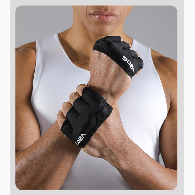 Guantes ligeros cuatro dedos antideslizantes para entrenamiento y pesas
