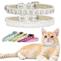 Collar de lujo para perros mini y gatito - cuero PU con diamantes