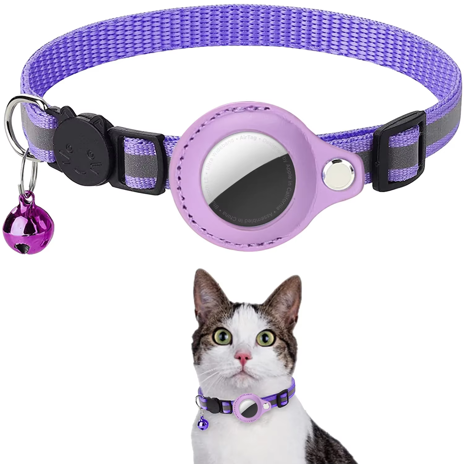 Collar GPS localizador AirTag para gato ajustable reflectante - imagen 3