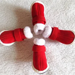 Botas rojas de invierno para perros - calzado navideño, tallas 1-5
