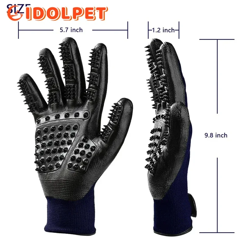 Guantes de aseo para mascotas, guantes para quitar el pelo de baño, guantes de ducha para mascotas, cepillo para quitar el pelo de perros y gatos, cepillo removedor de goma - imagen 5