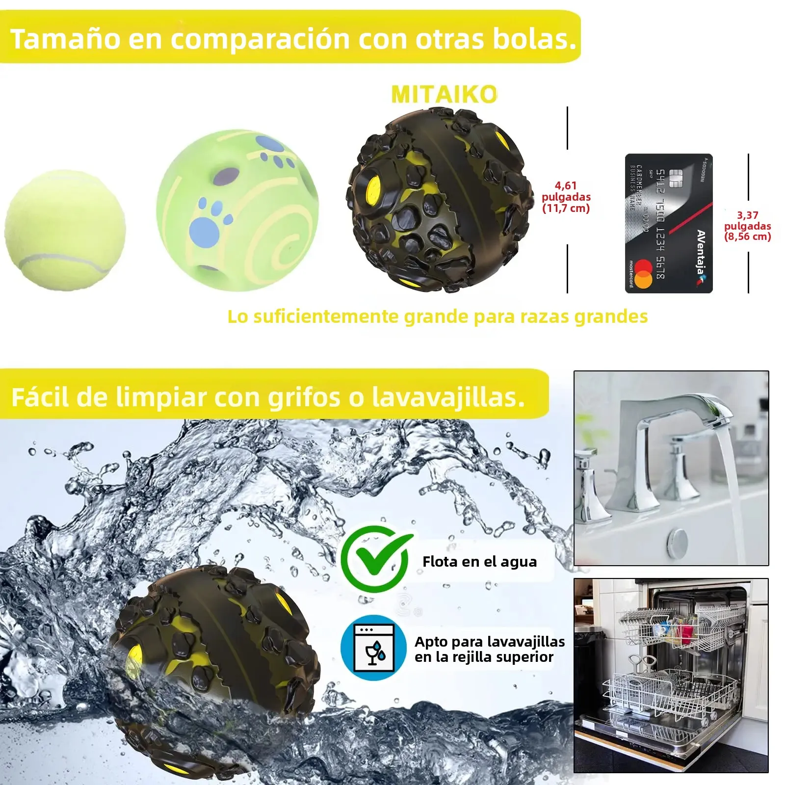 Pelota de juguete para perros para masticadores agresivos, pelota interactiva para perros con divertido sonido chirriante y oscilante, duradera para perros medianos - imagen 5