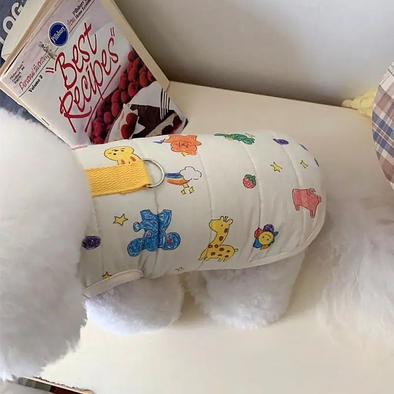 Abrigo de algodón con dibujos animados para perro, chaqueta, ropa para perro mascota, ropa estampada para perro, trajes cálidos más gruesos para otoño e invierno, Yorkshire, Chihuahua - imagen 5