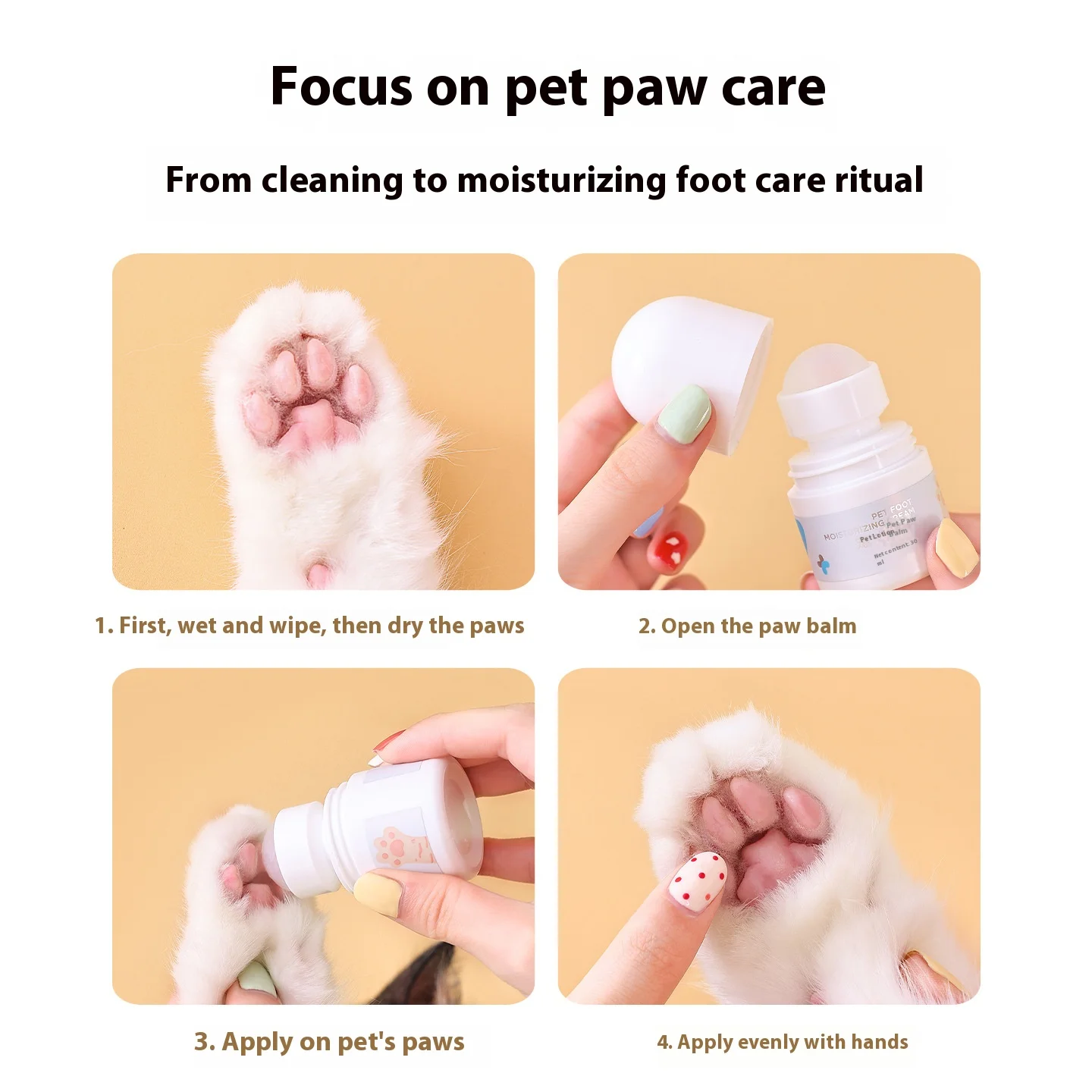 Bálsamo protector de patas para mascotas para gatos y perros - Almohadilla hidratante Crema reparadora agrietada Limpiador y acondicionador - imagen 3