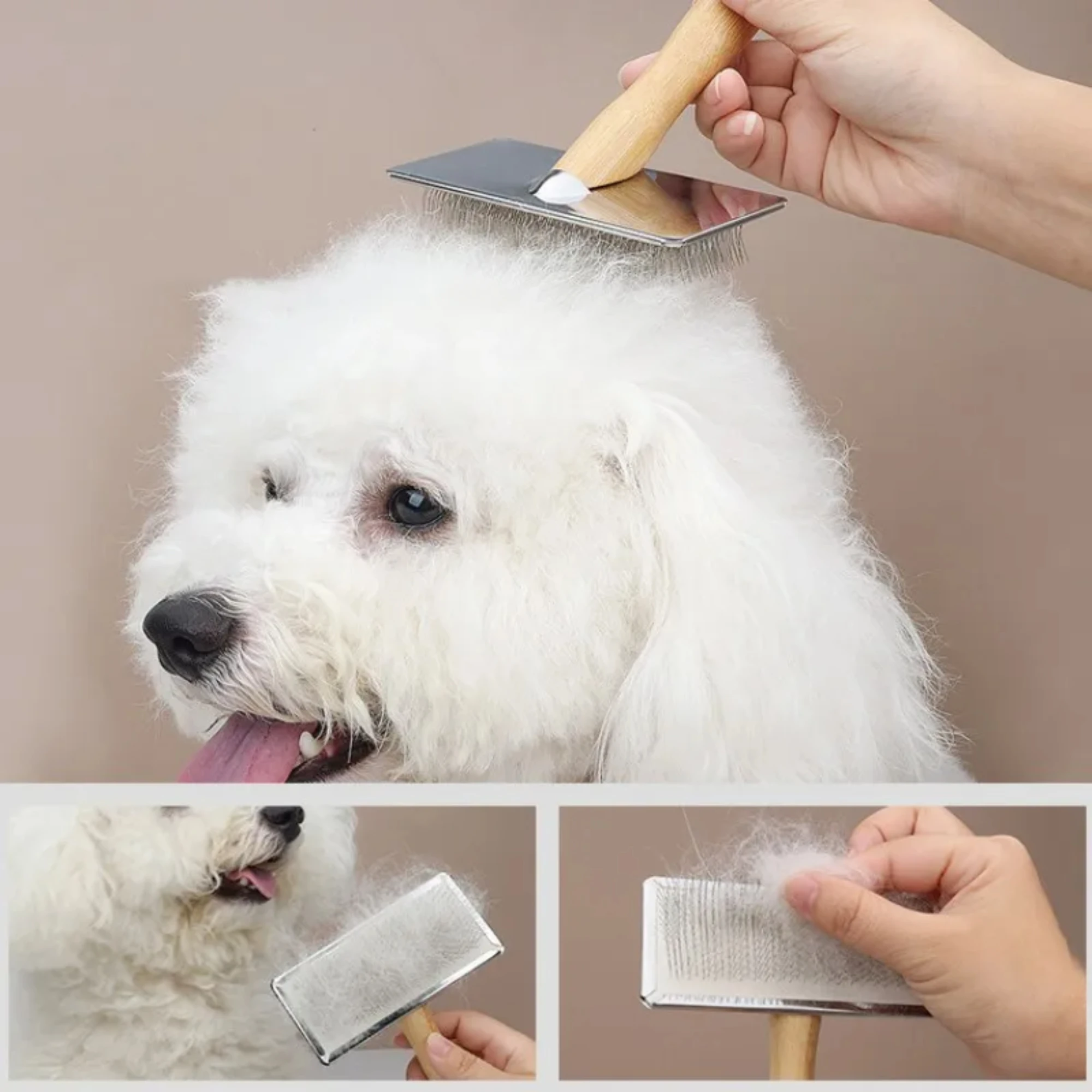 Peine para perros, cepillo para perros de madera maciza, removedor de pelo para mascotas, cepillo de masaje para gatos, peines de acero inoxidable para el cuidado de mascotas, apertura de nudos de pelo para gatos - imagen 5