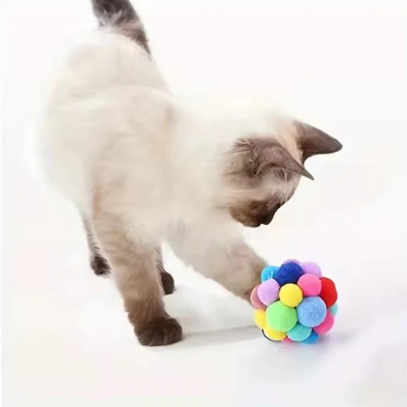 Juguetes para gatos, pelota de peluche para gatos, juguete para mascotas, campana elástica, bola alta, pelota de lana colorida para gatos, suministros para mascotas - imagen 5