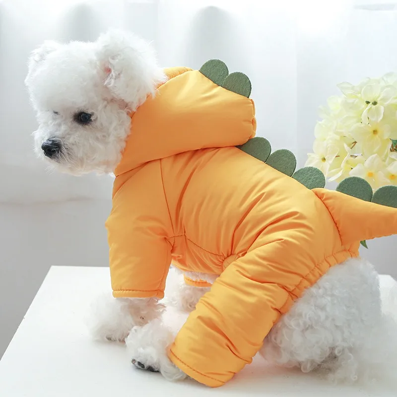 Ropa gruesa y cálida para perros, chaqueta de invierno para Cosplay de dinosaurio, días de nieve sólidos, ropa personalizada para gatos y Bulldog Francés de Año Nuevo