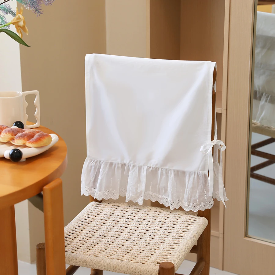 Funda para silla de algodón puro blanco de alta gama, diseño hueco bordado moderno Simple para uso doméstico, sillas de madera Barest - imagen 4