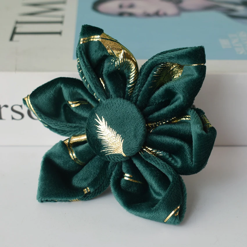 Collar de flores al por menor para perro, grabado personalizado para mascotas, franela para Shiba inu Corgi, 25 - imagen 2