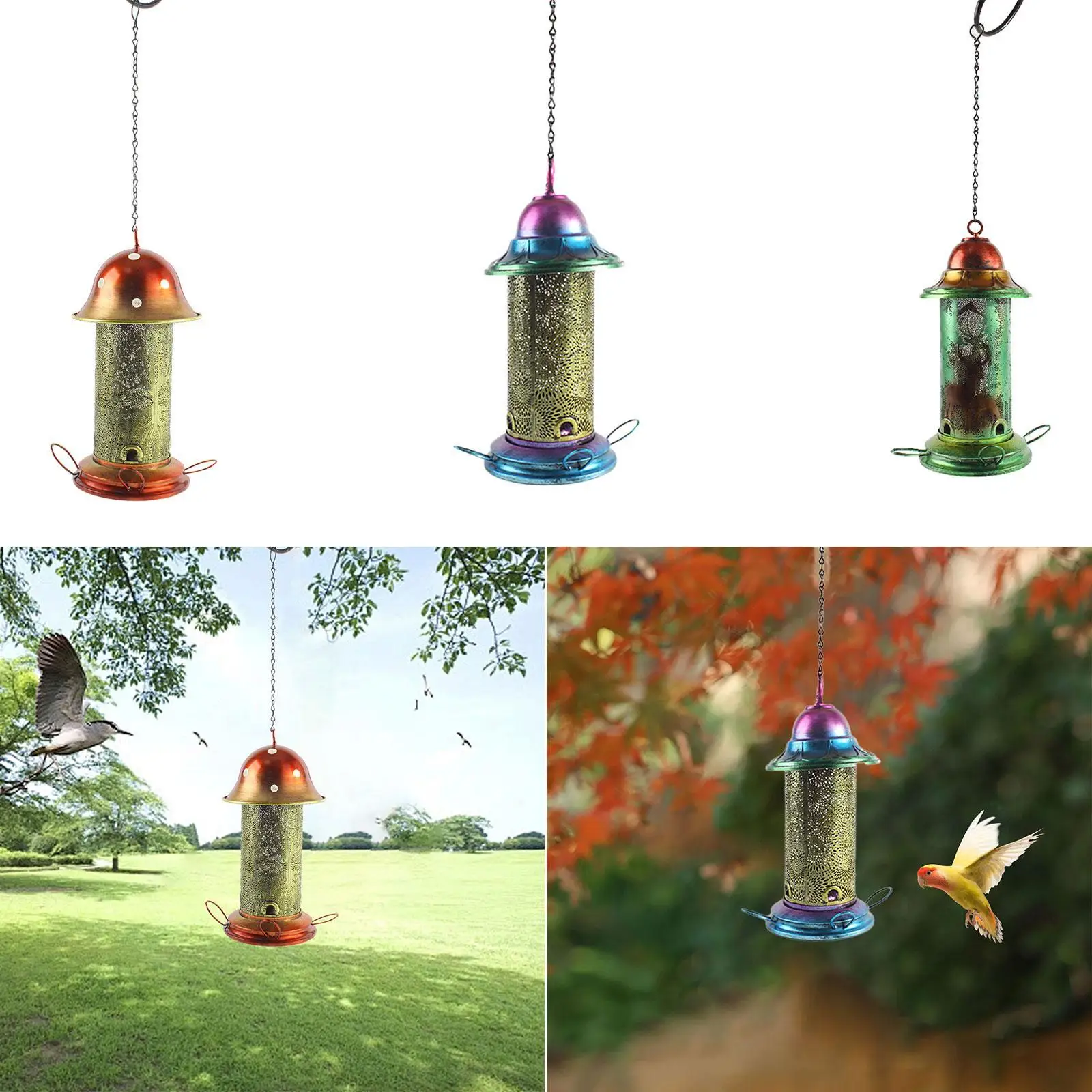 Hanging Bird Feeder Weather Resistant Garden Ornament for Outside Lawn Patio