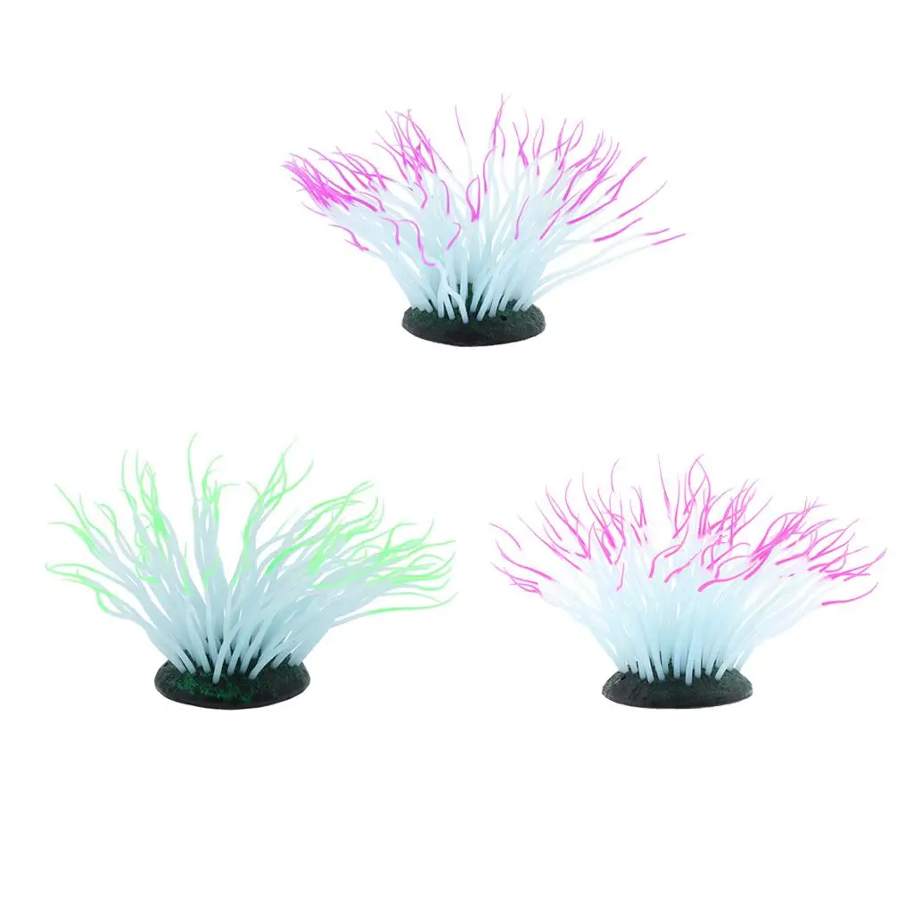 Artificial Sea Anemone Ornament Glowing Effect Silicone Landscape for Fish Tank Aquarium
