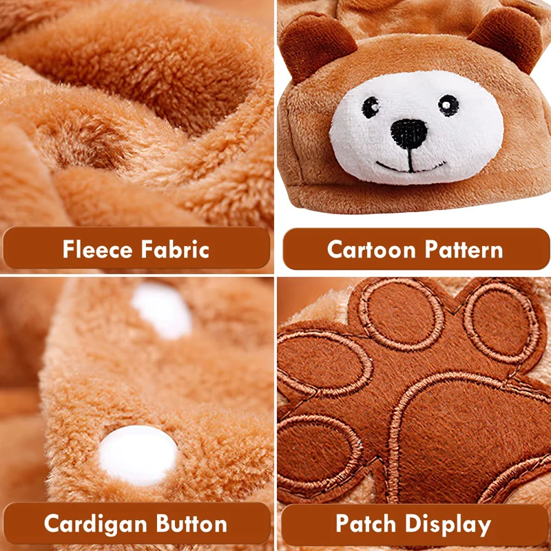 Benepaw-Pijama de oso para perros pequeños y medianos, ropa cómoda de lana para cachorros, mono suave y cálido para invierno - imagen 5