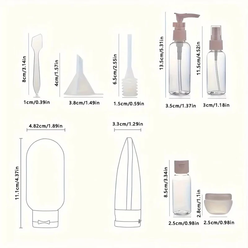 Juego de botellas recargables de viaje, loción en aerosol rellenable, champú, tubo de ducha, recarga cosmética, 11 Uds. - imagen 4
