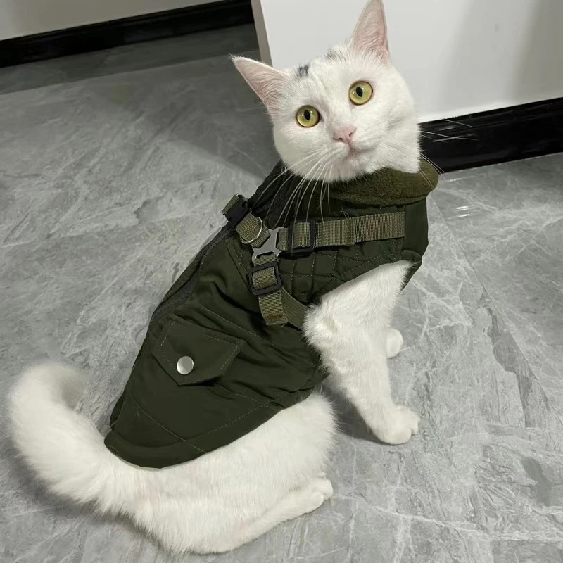 Ropa reflectante para gatos Sphynx con arnés, abrigo cálido sin tirones para mascotas, chaqueta para gatos, Gotas, gatito, Garfield, disfraz de perro - imagen 4