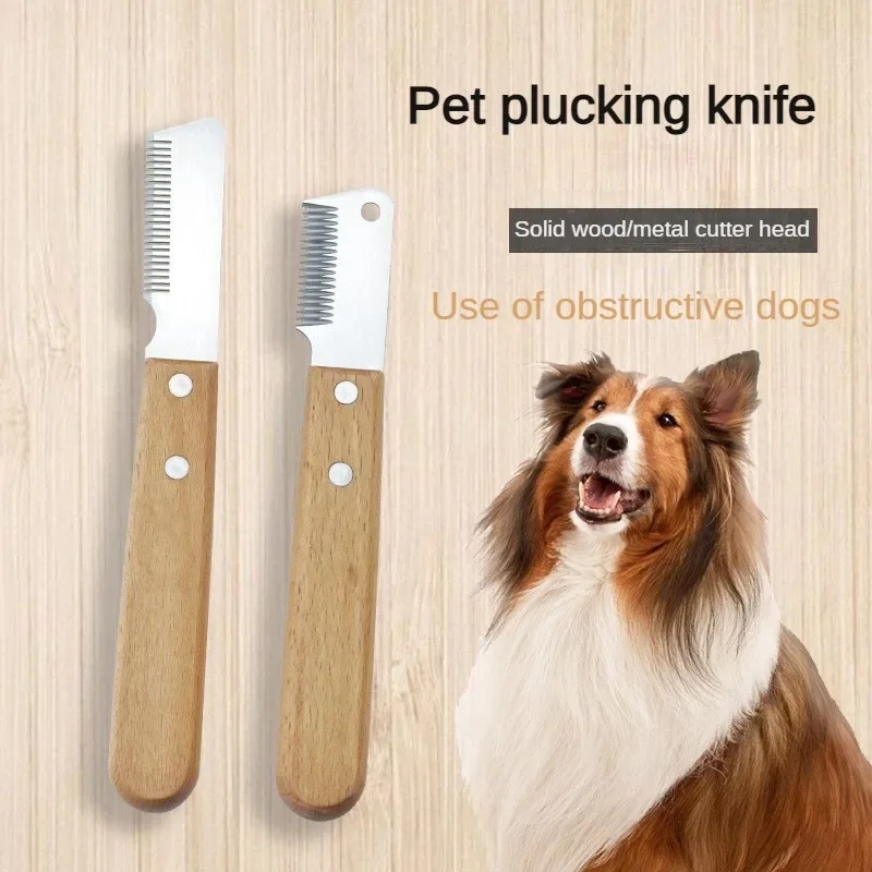 Cepillos de acero inoxidable con mango para perros, peines de aseo para perros y mascotas, peine, abrigo, cuchillo pelador, recortador, herramienta de limpieza de madera - imagen 2