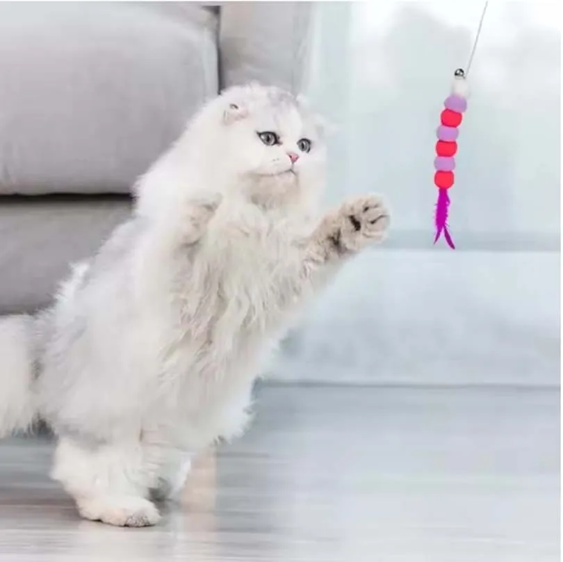 Varilla con plumas y campana para gatos – Juguete interactivo cazador - imagen 5