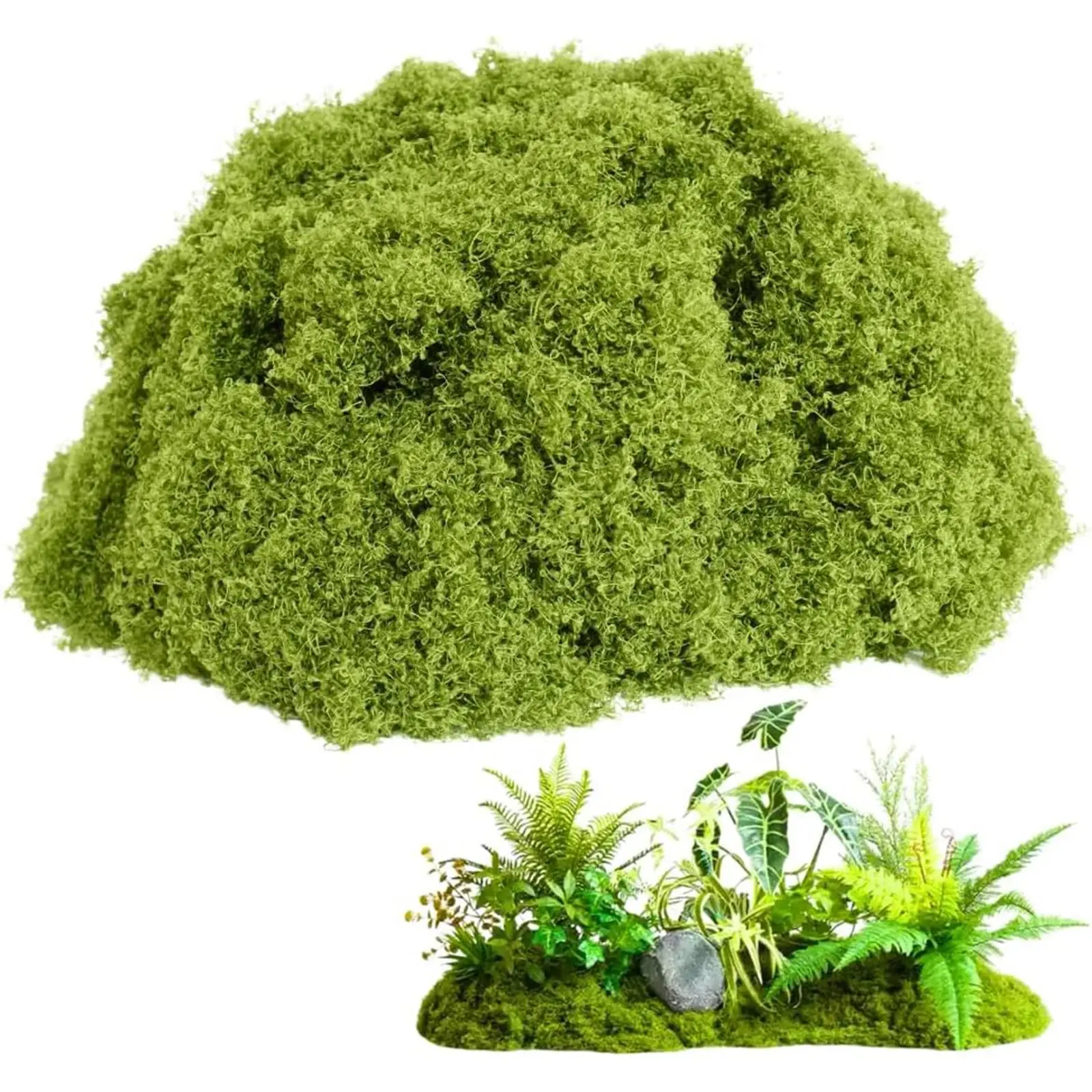 Plantas verdes artificiales de musgo sintético para exteriores, 100G, plantas de líquen verde falsas, musgo decorativo, para modelos Diorama, arbustos de césped sintético - imagen 4