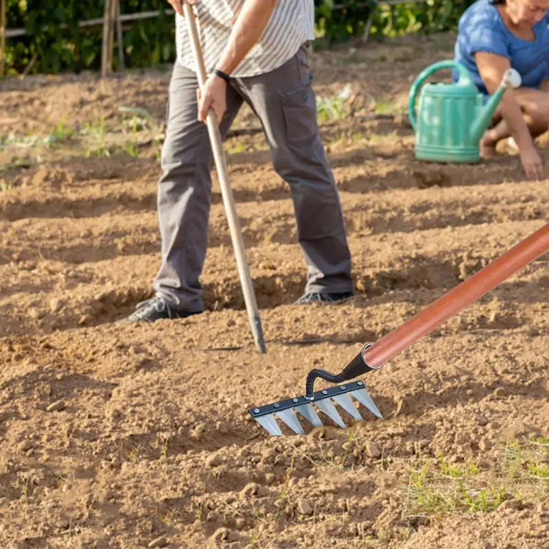 Rastrillo de Metal de alta resistencia para jardinería, rastrillo para deshierbe, cultivo de roca, grava, raíz de superficie - imagen 3