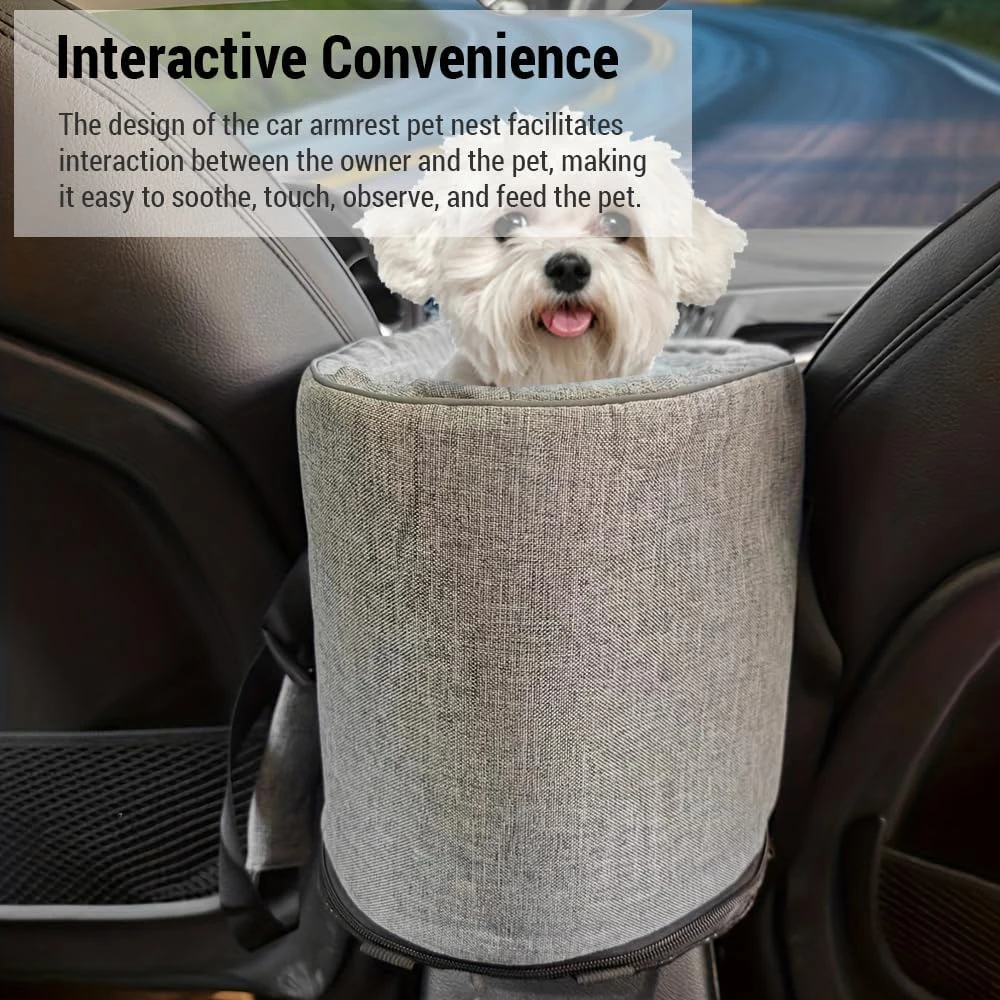 Productos para mascotas, consola portátil, elevador, asiento y portador de coche para perros pequeños, asiento de coche para gatos, reposabrazos central de coche, correa de seguridad, 1 ud. - imagen 5