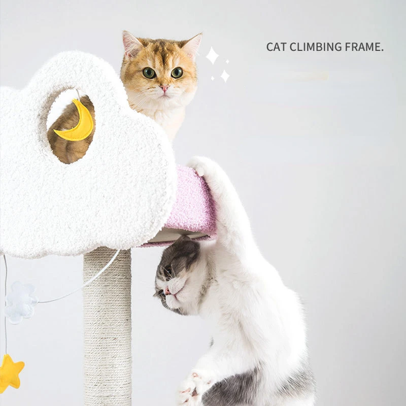 Árbol de gato de nube púrpura, poste rascador de gato, accesorios de Casa de mascotas grandes para interiores, suministros de entrenamiento físico para ejercicio, juego de escalada - imagen 2