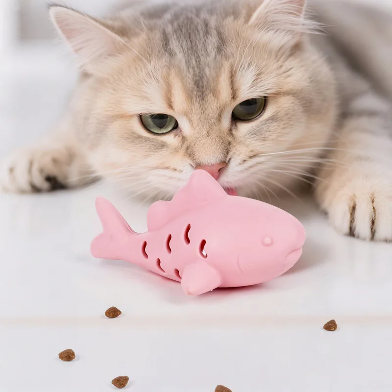 Alimentador de rompecabezas de pescado de silicona: juguete para gatos dispensador de golosinas de juego lento de ​ ​ Silicona segura para masticar - Mordedor dental para gatitos - imagen 3