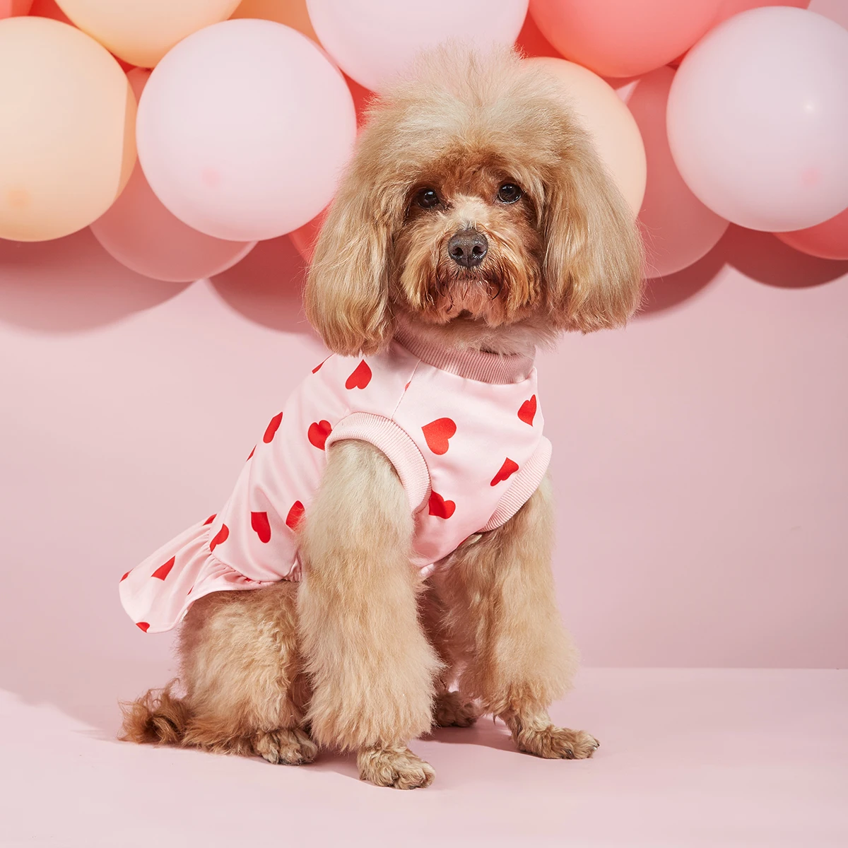 Vestido de sudadera para perro, ropa para el Día de San Valentín, jersey de estilo informal, falda de tul cómoda con patrón de corazón rosa para vacaciones para niña - imagen 2