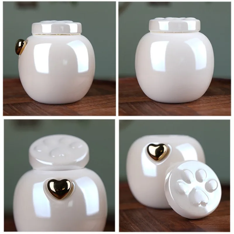 Urna de cerámica para mascotas, recuerdos para perros y gatos, urnas para cenizas, gatos, cachorros, mascotas, caja de cenizas funeraria conmemorativa para perros y gatitos, suministros funerarios - imagen 3