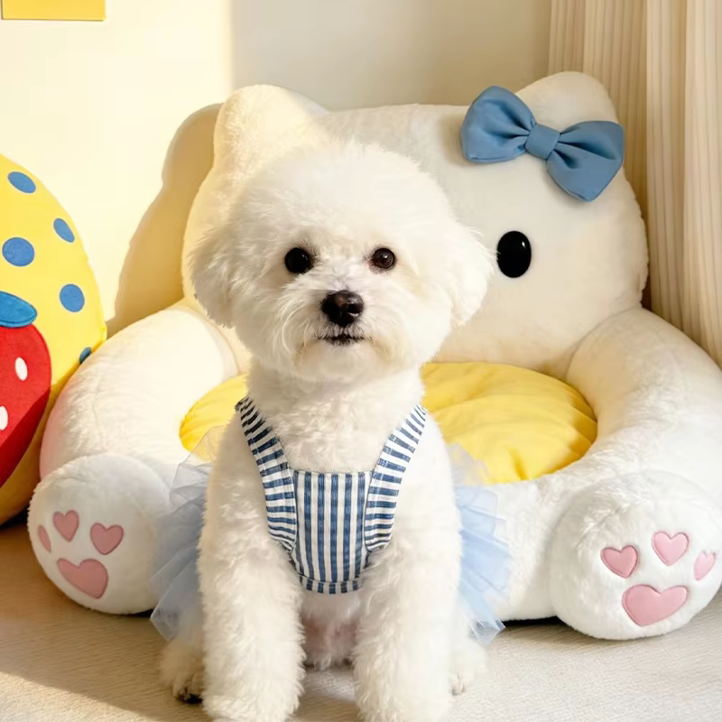 Vestido princesa malla para perro – Tirantes rayas, Chihuahua y Bichón - imagen 4