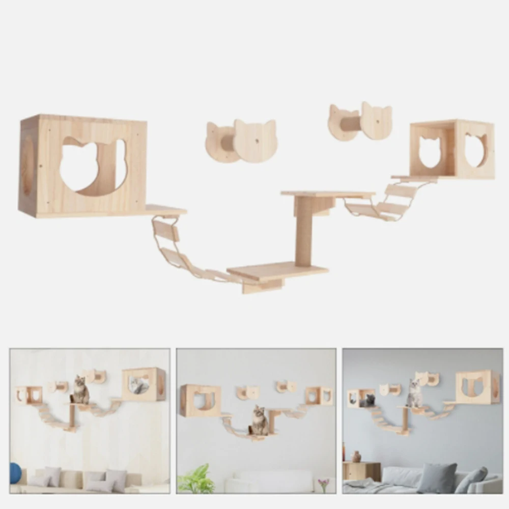 Escalera de escalada para gatos, poste de rascado para colgar en la pared, hamaca para gatos, muebles de árbol, garra de molienda, Pedal para saltar, juego para dormir - imagen 2