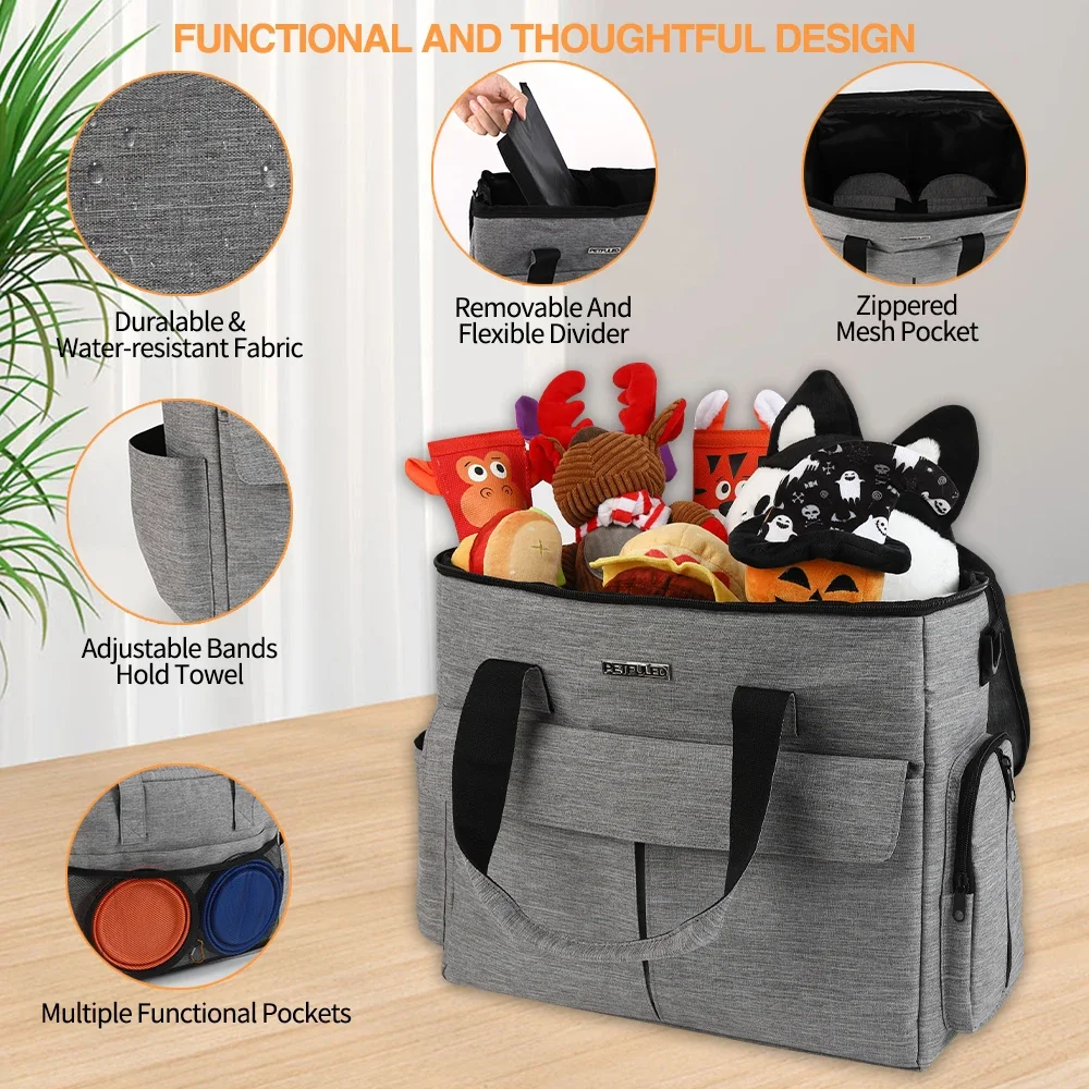 Conjunto de mochila de viaje para perros con certificación de aerolínea, con comida y aperitivos, equipo para exteriores para mascotas, Kit transportador para gatos de fin de semana - imagen 4