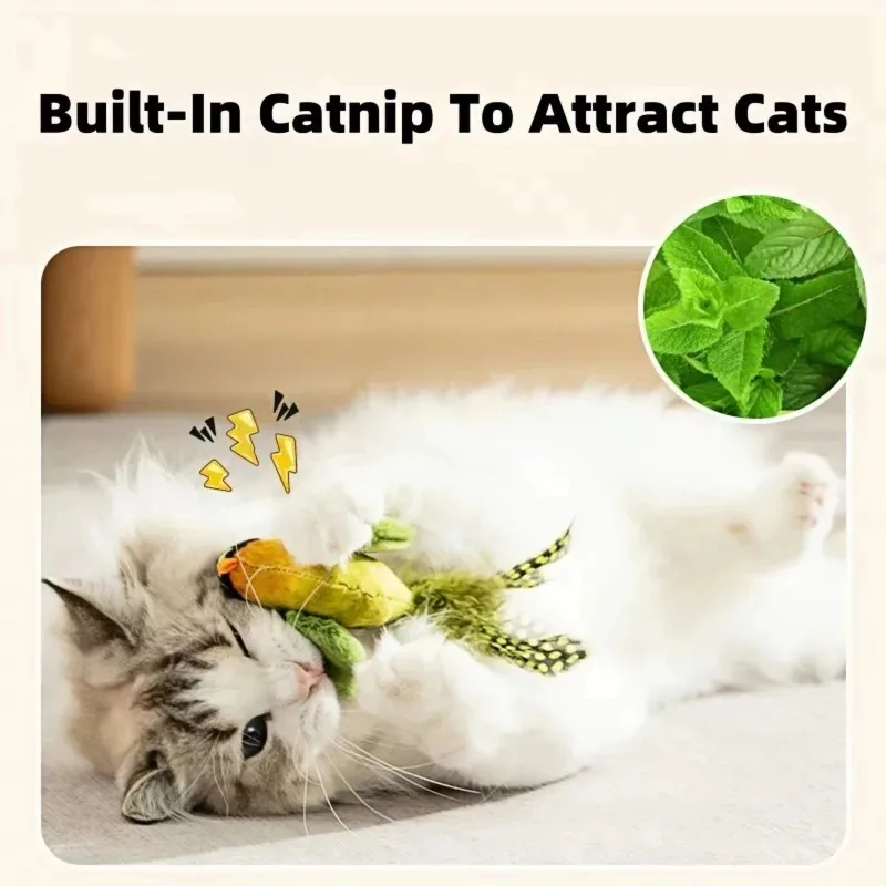 Juguete interactivo pájaro para gatos – sonido realista hierba gatera - imagen 3