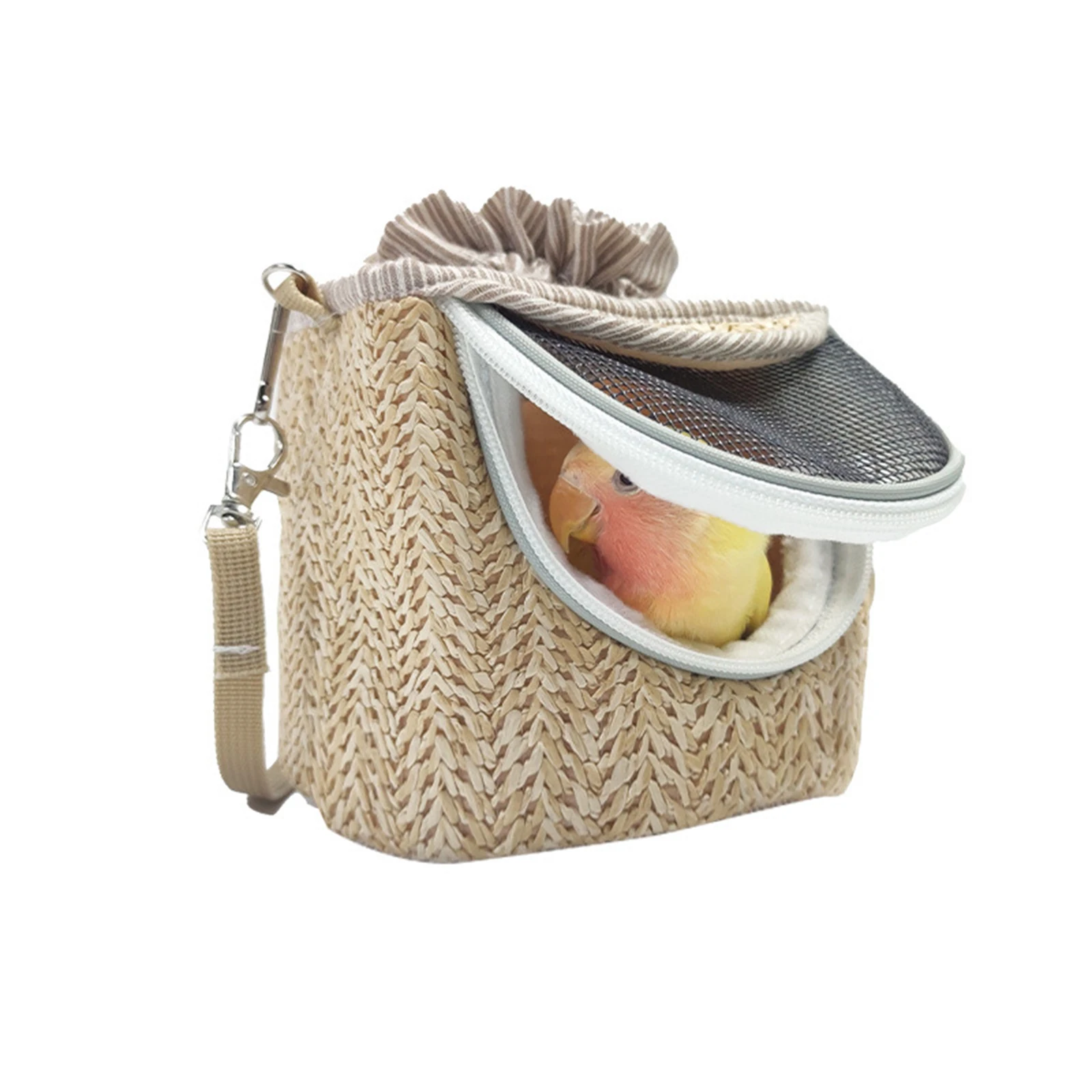 Portabidones portátil para mascotas, jaula de transporte para loros, accesorios para pájaros al aire libre, jaula para conejillos de indias, bolsa de viaje - imagen 4